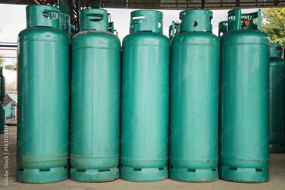 LPG gas bottle stack ready for sell LPG gas bottle stack ready for sell