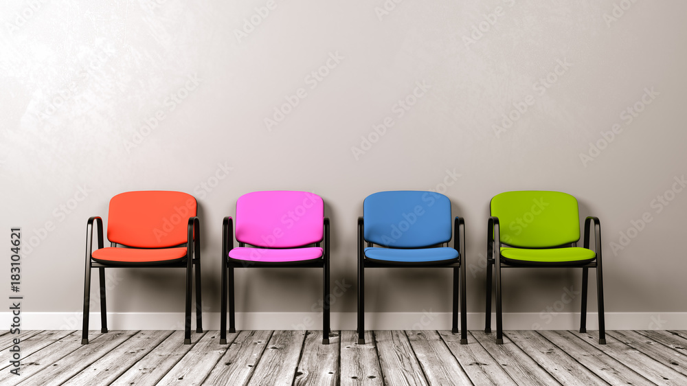 Row of Different Colored Chairs Row of Different Colored Chairs