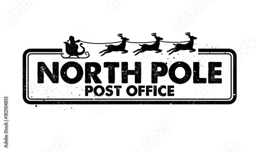 North Pole Post Office rubber stamp vector