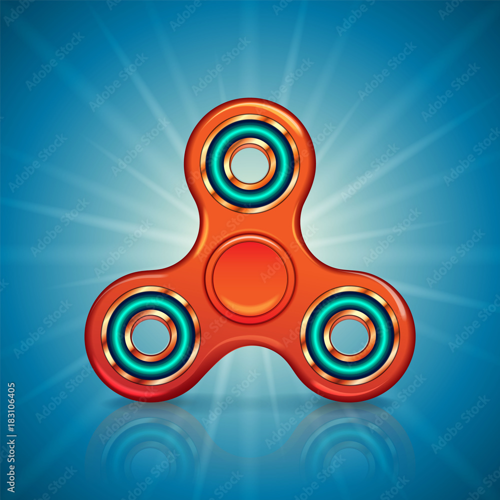 Obraz premium Realistic fidget spinner. Stress relieving toy. Trendy hand spinning machine.