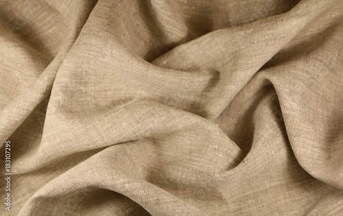 Linen unpainted fabric with a smooth surface and matte shine