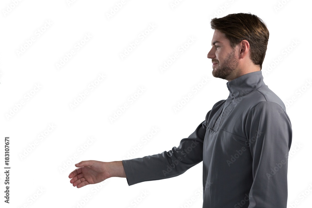 Man pretending to shake hands Man pretending to shake hands