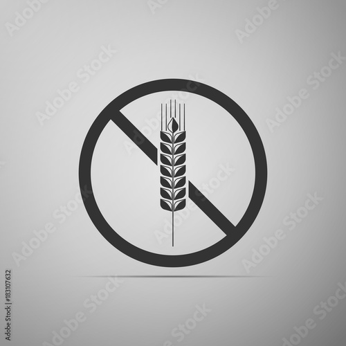 Gluten free grain icon isolated on grey background. No wheat sign. Food intolerance symbols. Flat design. Vector Illustration