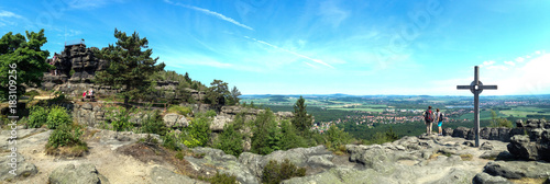 Panorama at Töpfer, a hill / mountain in the Zittau Mountains which are part of the Lusatian Mountains.
