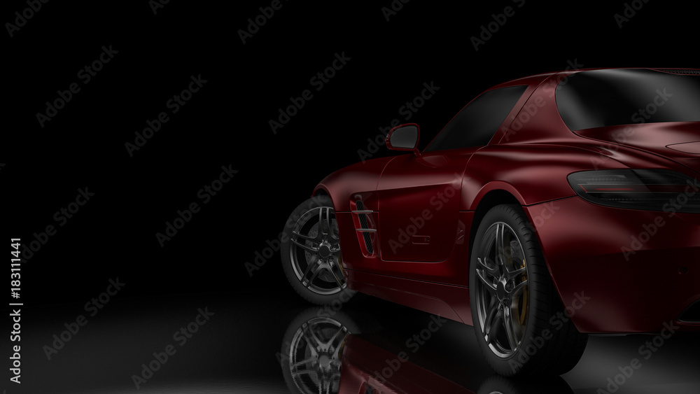 Naklejka premium Dark car silhouette 3D illustration