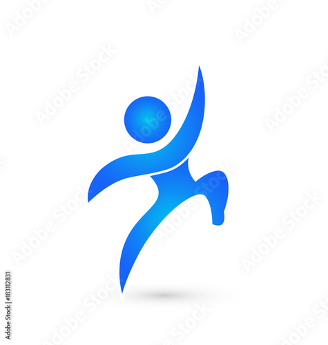Energetic blue man icon