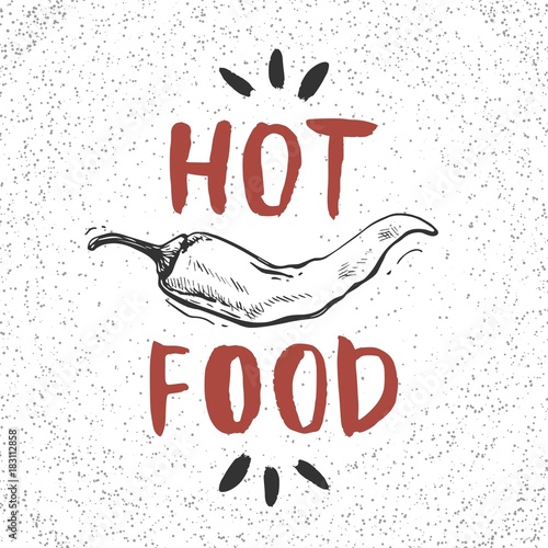 Hot food. Hand drawn pepper for card, menu, banner or other.