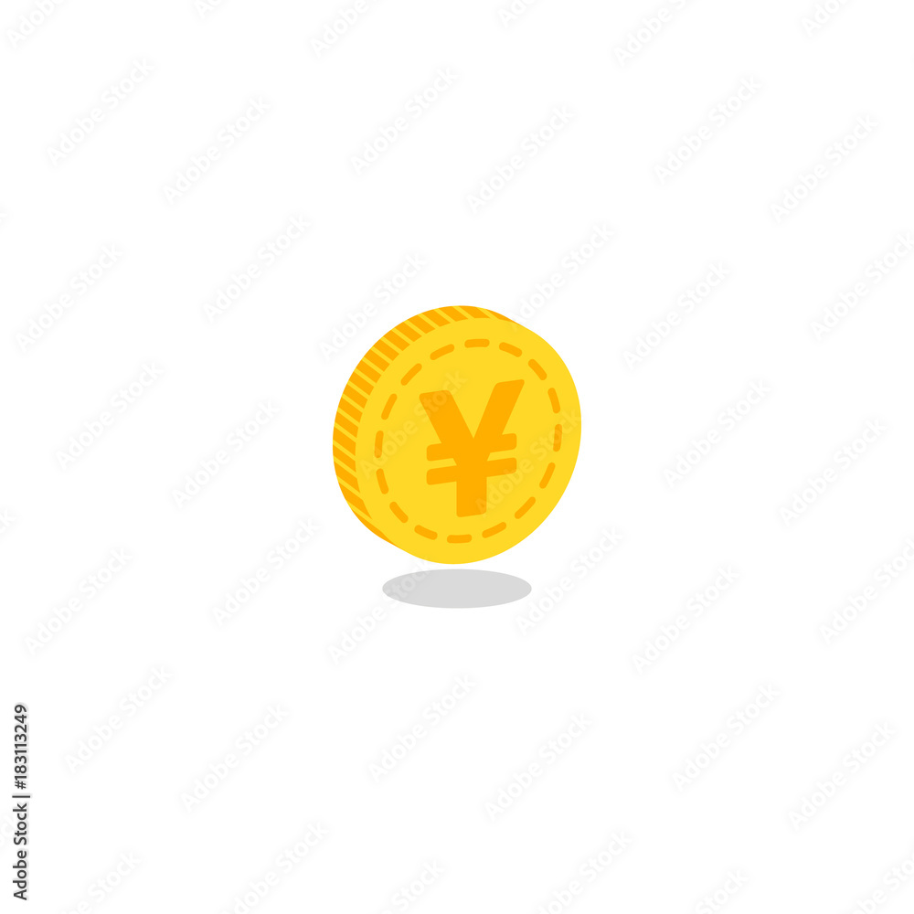 3d realistic gold coin icon. Vector illustration isolated on white background.