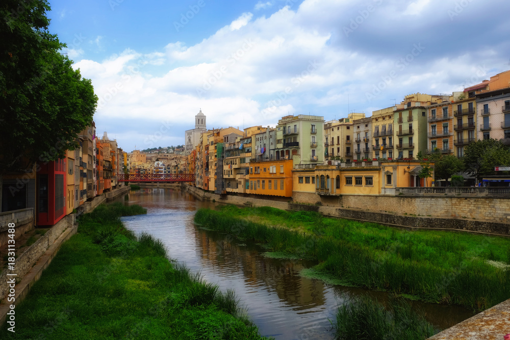Riverside with colorful houses in GIrona, Spain