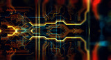 Printed circuit board/Abstract technological background made of different element printed circuit board. Depth of field effect and bokeh, can be used as digital dynamic wallpaper