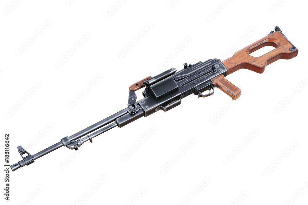 Gun automatic rifle army armament. 3D rendering