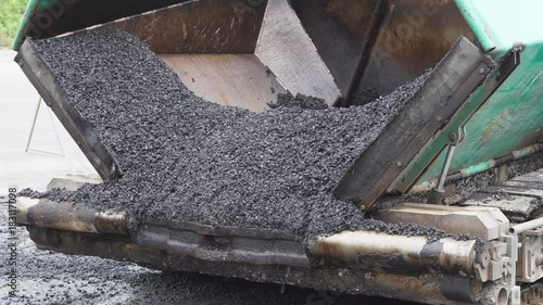 Road works surfacing asphalt machine