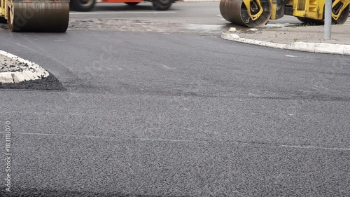 Road roller asphalt works surfacing street