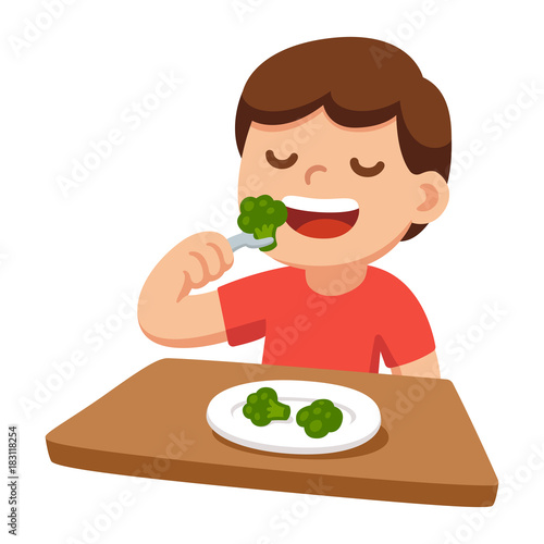 Child eating broccoli