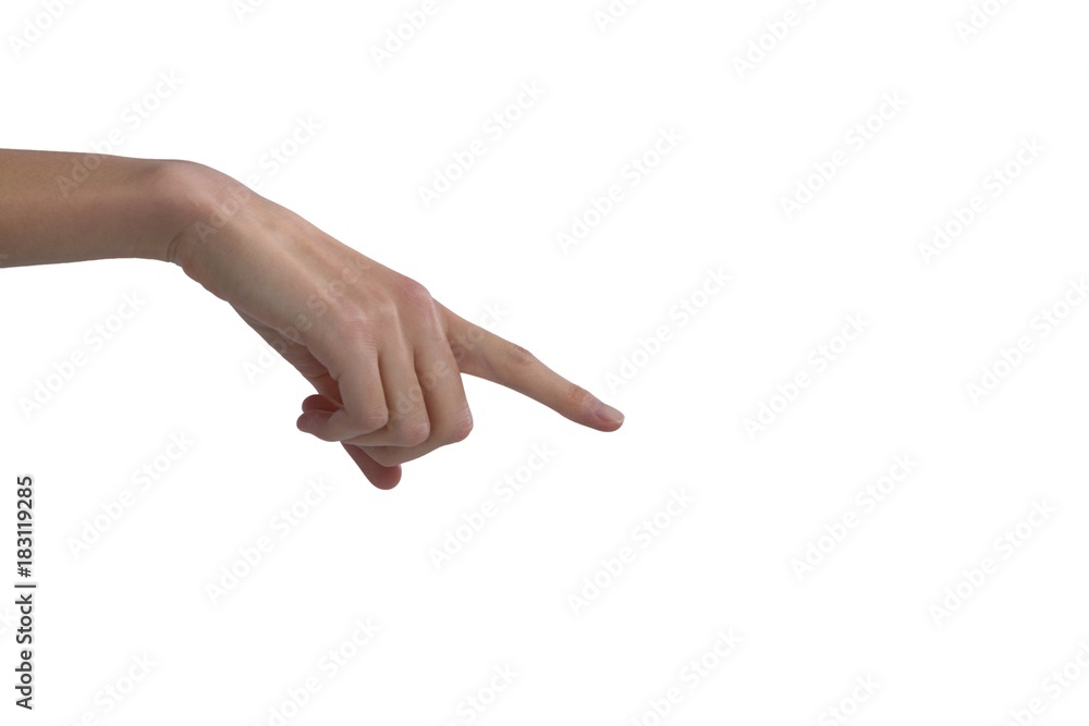 Womans hand using invisible screen Womans hand using invisible screen