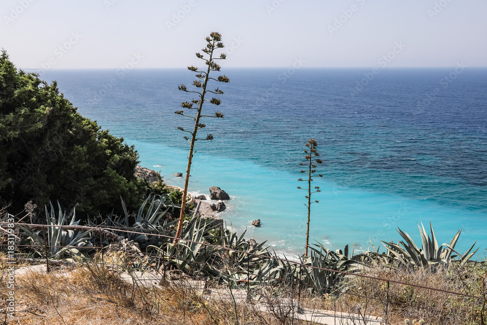 coastal landscape on the way to the Acropolis of Rhodes, Greece coastal landscape on the way to the Acropolis of Rhodes, Greece