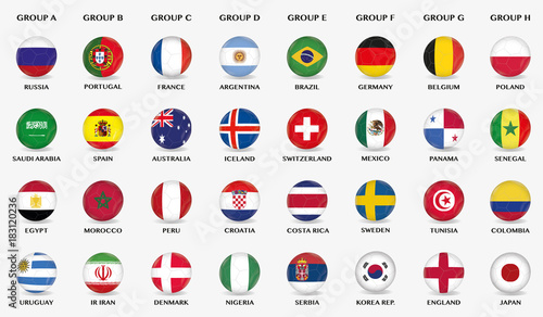 Fußball Icons mit National-Flaggen Design 