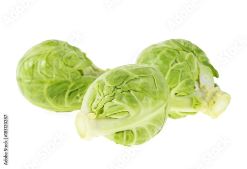 Brussels sprouts cabbage isolated on white backgrond