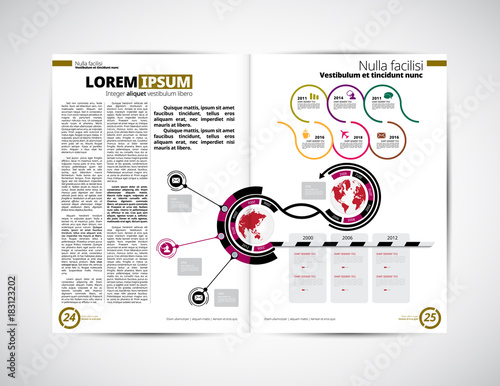 Business magazine layout with infographics