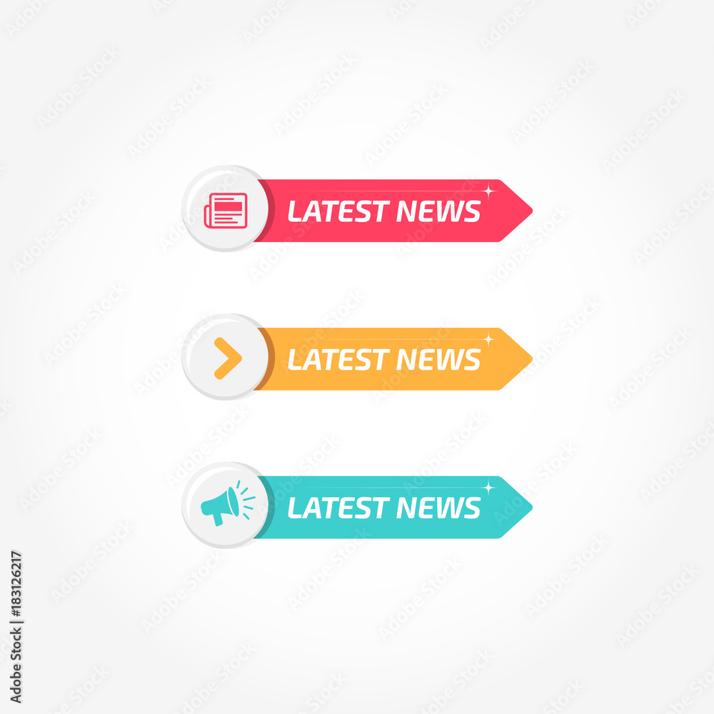 Latest News Banners Buttons Icons Set Latest News Banners Buttons Icons Set