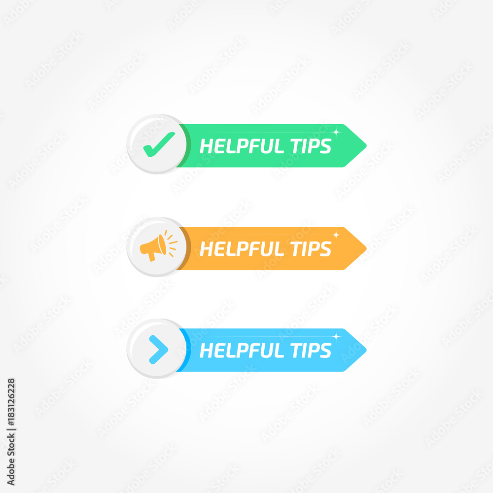 Helpful Tips Banners Buttons Icons Set Helpful Tips Banners Buttons Icons Set