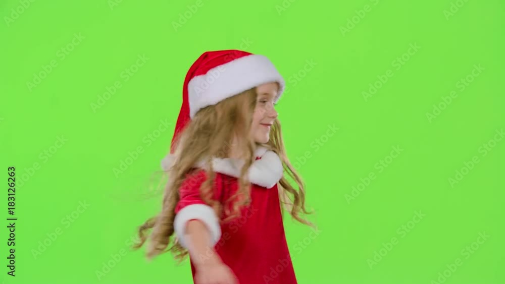Baby is spinning in her New Year's costume. Green screen Baby is spinning in her New Year's costume. Green screen