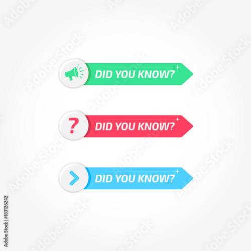 Did You Know Question Banners Buttons Icons Set