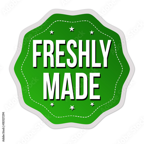 Freshly made label or sticker