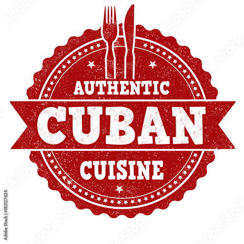 Authentic cuban cuisine  grunge rubber stamp