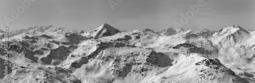 Peaks of French Alps among clouds