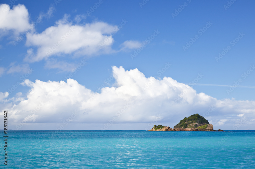 Rocky Island In Turquoise Water, Antigua