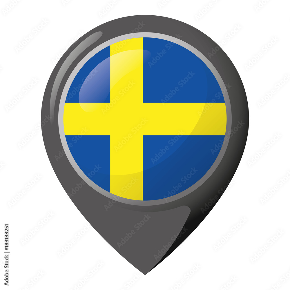 Icon representing location pin with the flag of Sweden. Ideal for catalogs of institutional materials and geography Icon representing location pin with the flag of Sweden. Ideal for catalogs of institutional materials and geography
