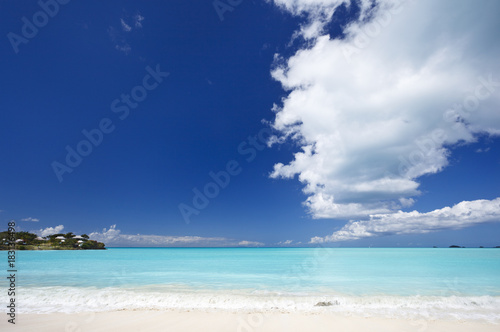 Clean White Caribbean Beach With Blue Sky, Antigua