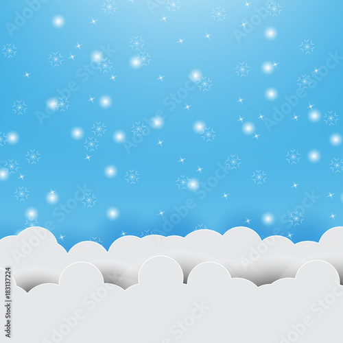 White snow falling on blue background. vector illustration.