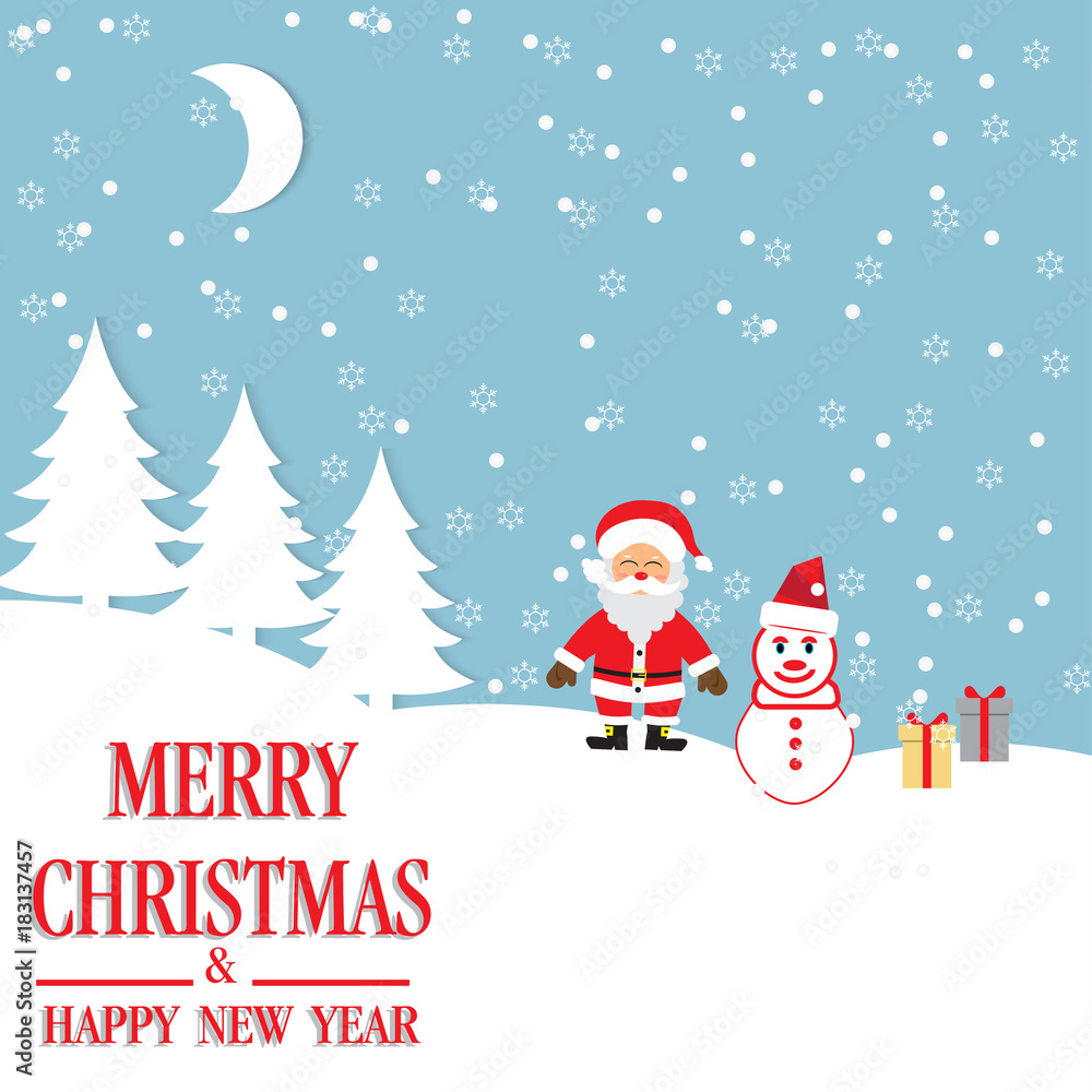 Merry Christmas and Happy New Year. Illustration of Santa Claus. Merry Christmas and Happy New Year. Illustration of Santa Claus.