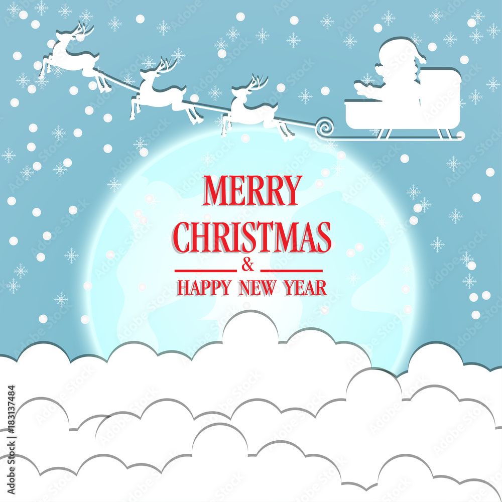 Fototapeta Merry Christmas and Happy New Year. Illustration of Santa Claus.