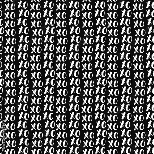 XOXO brush lettering signs seamless pattern, Grunge calligraphiv c hugs and kisses Phrase, Internet slang abbreviation XOXO symbols, vector illustration