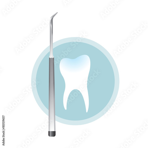 dental practice tool with tooth on blue circle