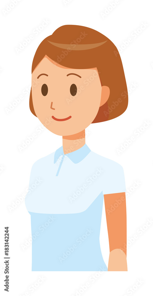 A female nurse wearing a white uniform stood obliquely A female nurse wearing a white uniform stood obliquely
