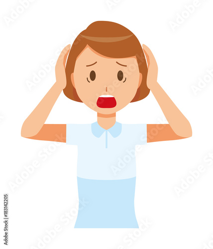 A woman nurse wearing a white uniform is in a hurry