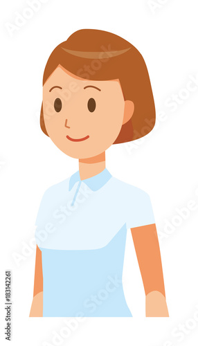 A female nurse wearing a white uniform is walking