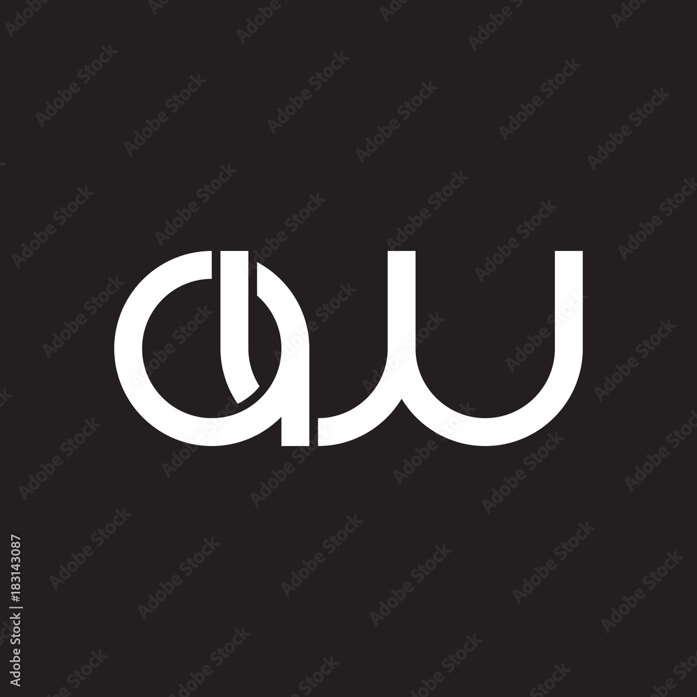Initial lowercase letter aw, overlapping circle interlock logo, white color on black background Initial lowercase letter aw, overlapping circle interlock logo, white color on black background