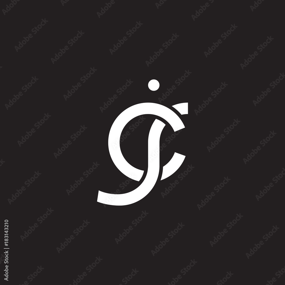 Initial lowercase letter cj, overlapping circle interlock logo, white color on black background Initial lowercase letter cj, overlapping circle interlock logo, white color on black background