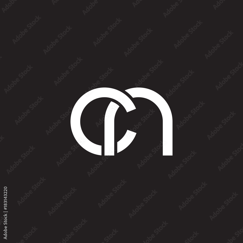 Initial lowercase letter cn, overlapping circle interlock logo, white color on black background Initial lowercase letter cn, overlapping circle interlock logo, white color on black background