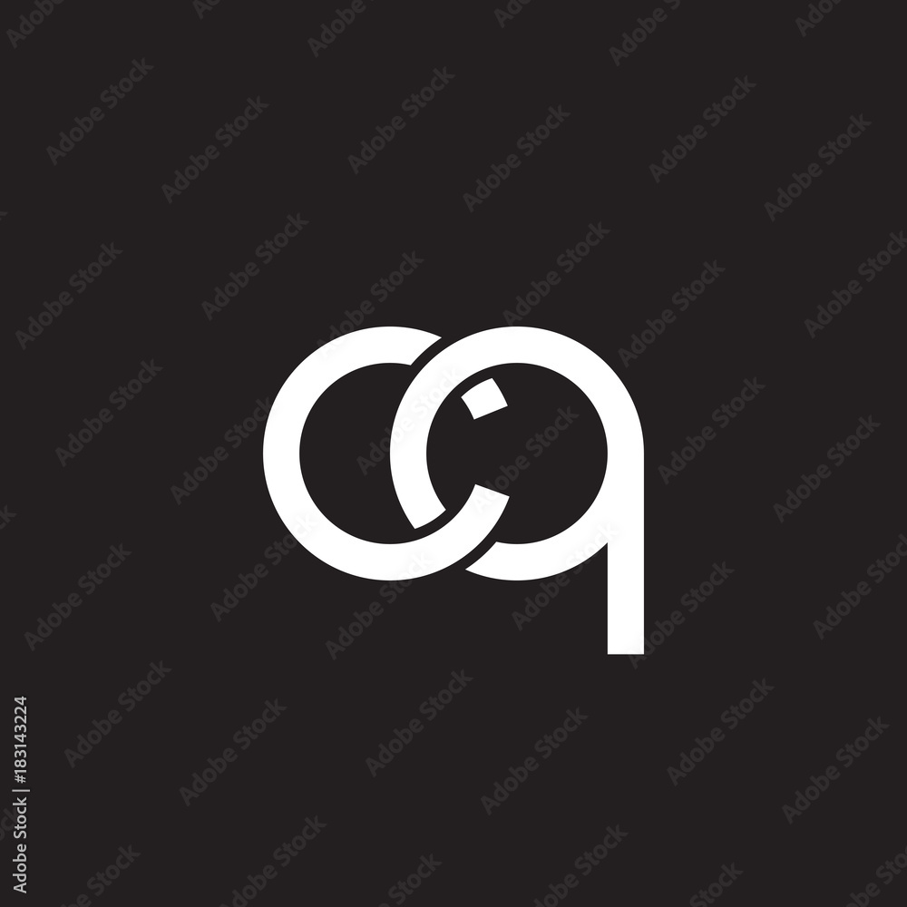 Initial lowercase letter cq, overlapping circle interlock logo, white color on black background
