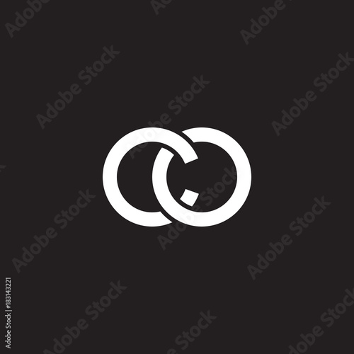 Initial lowercase letter co, overlapping circle interlock logo, white color on black background