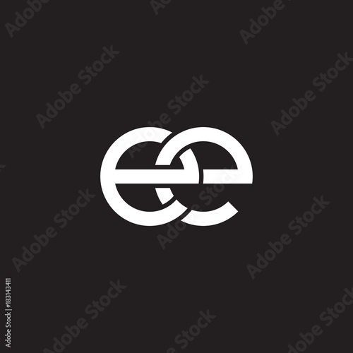 Initial lowercase letter ee, overlapping circle interlock logo, white color on black background