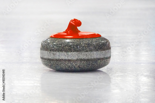 Konstfotografi Curling stones lined up on the playing field