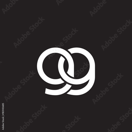 Initial lowercase letter gg, overlapping circle interlock logo, white color on black background
