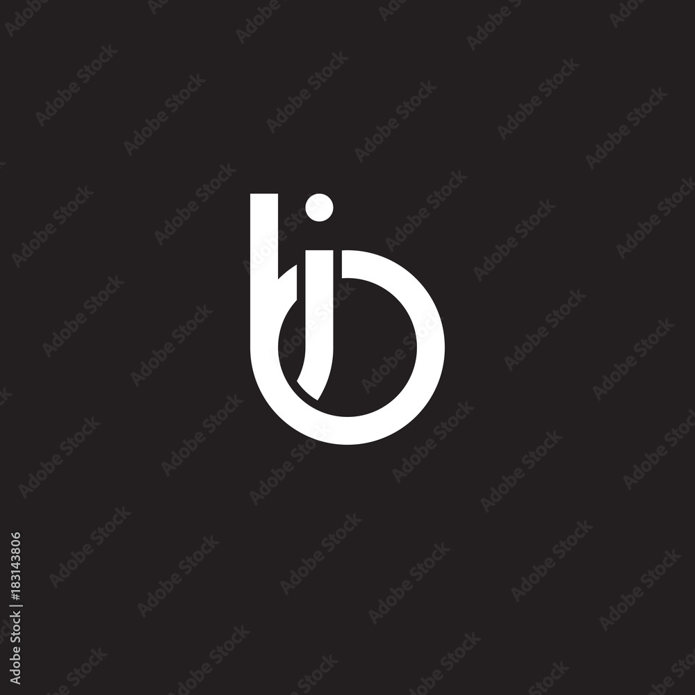 Initial lowercase letter ib, bi, overlapping circle interlock logo, white color on black background Initial lowercase letter ib, bi, overlapping circle interlock logo, white color on black background